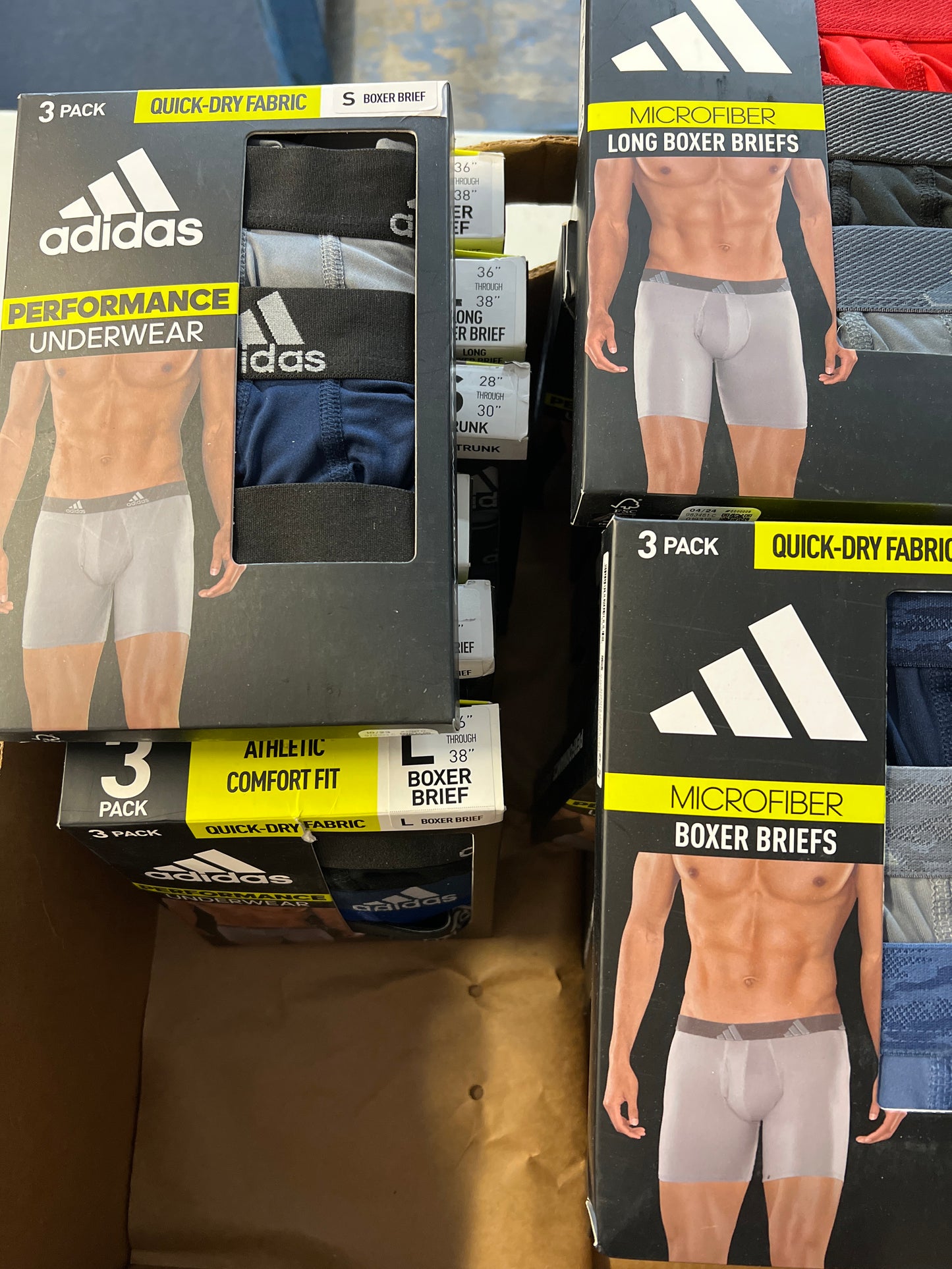 10 Adidas Men's Athletic Comfort Boxer Briefs - 3 pack - NIB