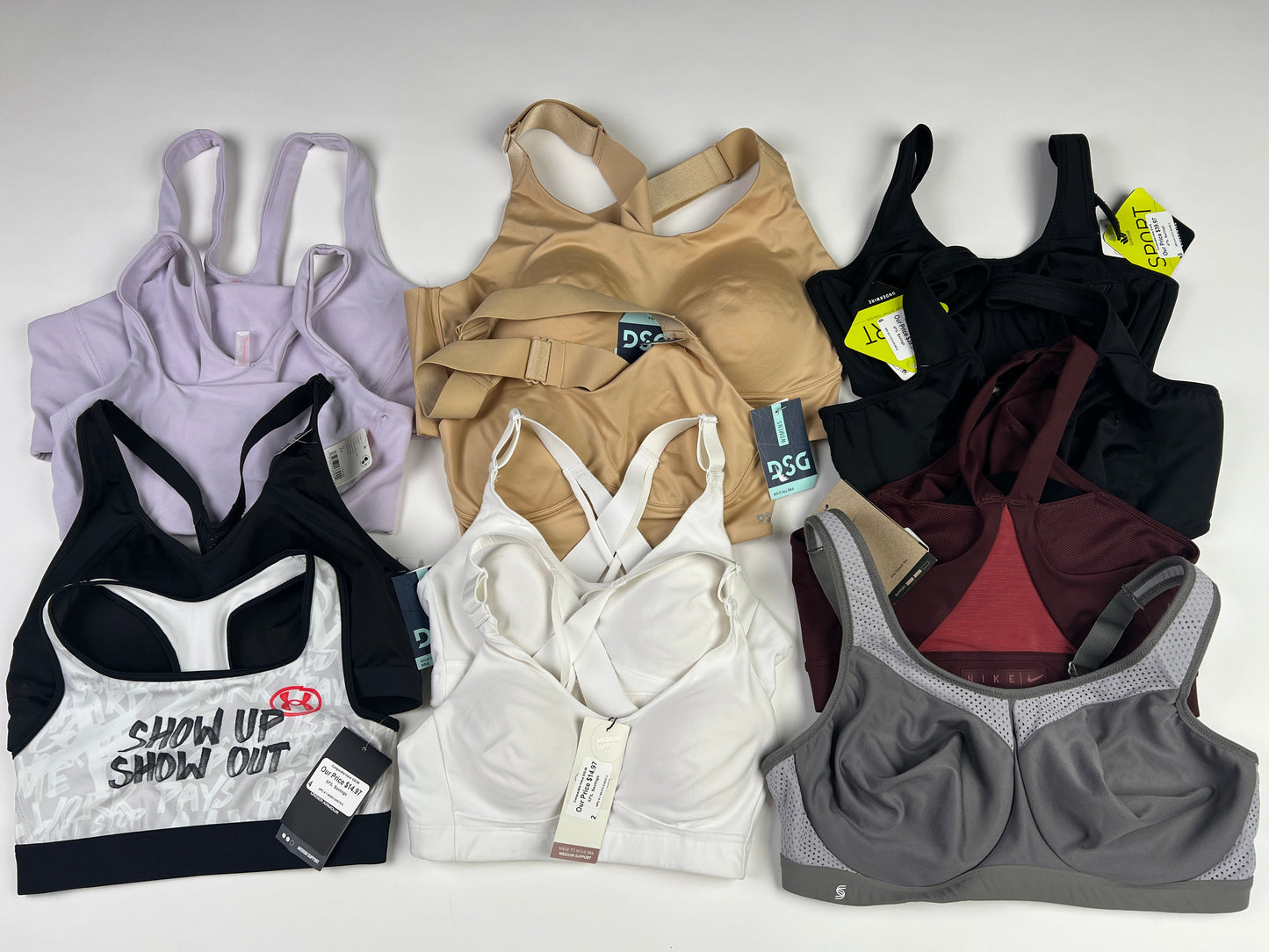 Sports Bras - Nike, Under Armor, DSG, Cala and more - NWT - Picture Bundle of 12