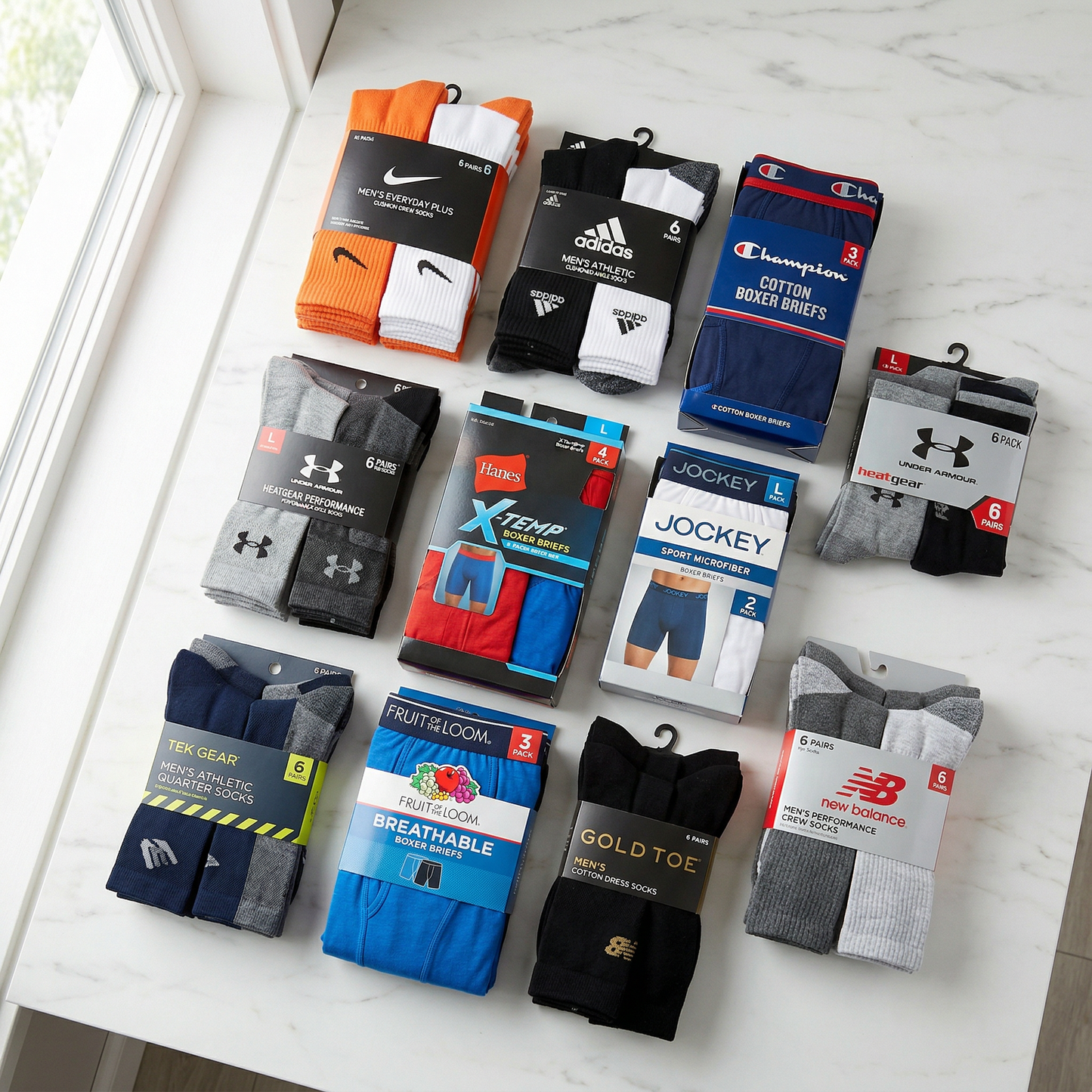 Men's Socks, Underwear & Accessories Bundle — 10 Items