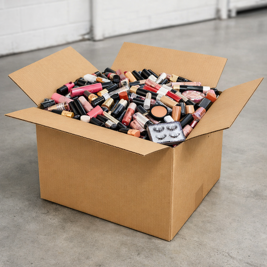 20x20x15 box filled with 500 cosmetics beauty items past shelf life sealed unused