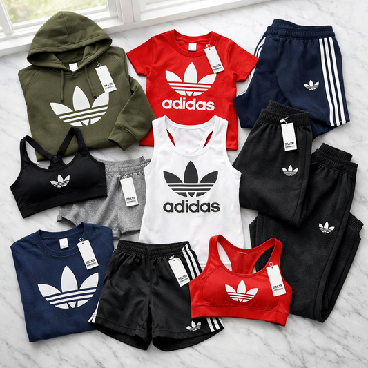 10 Adidas athletic wear items mixed mens womens kids new overstock