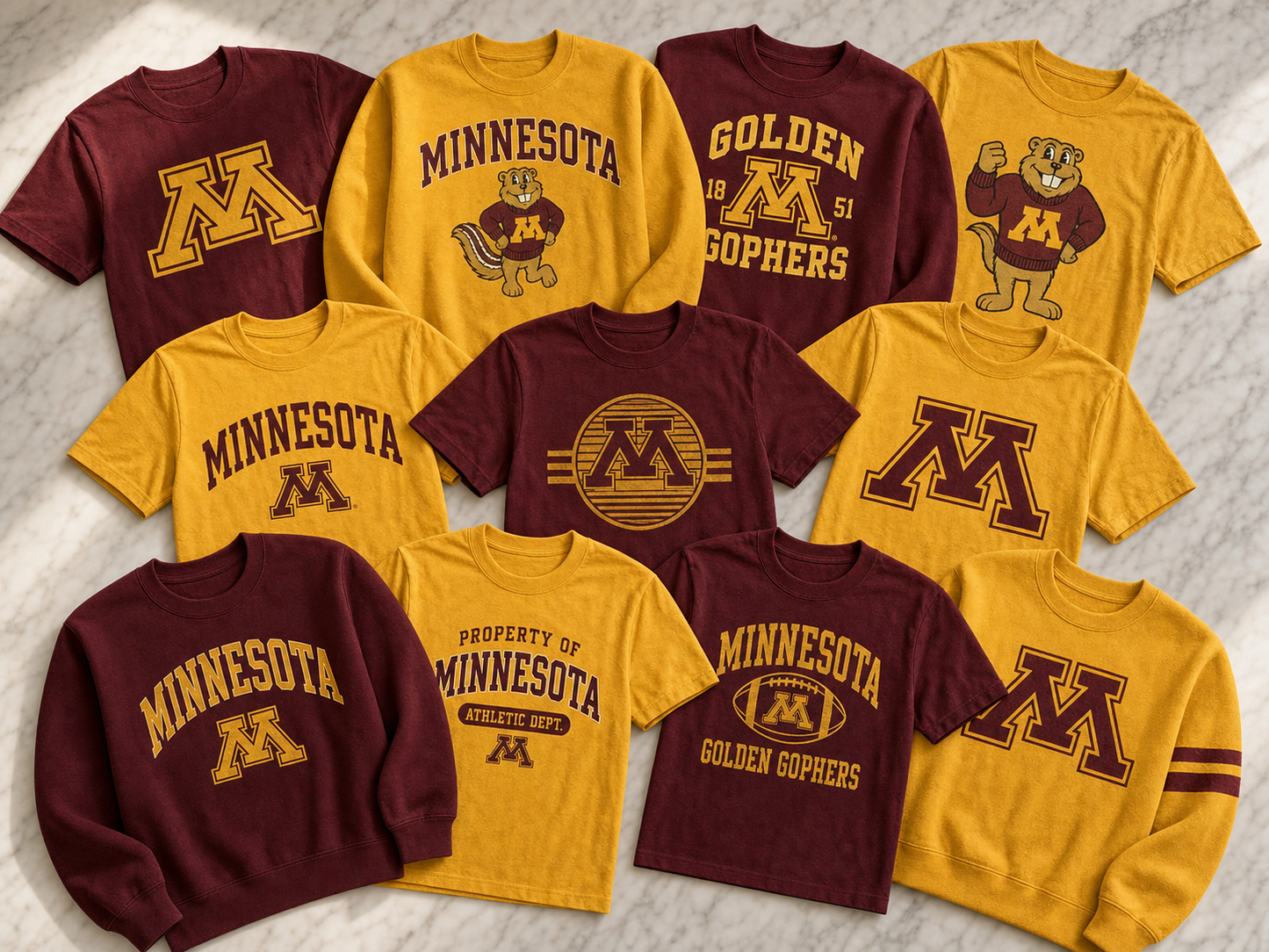 Minnesota Golden Gophers Gear Bundle — 10 NWT shirts and sweatshirts