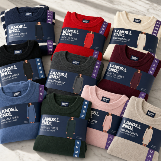 Bundle of 10 new Lands End womens sweater dresses in original retail packaging