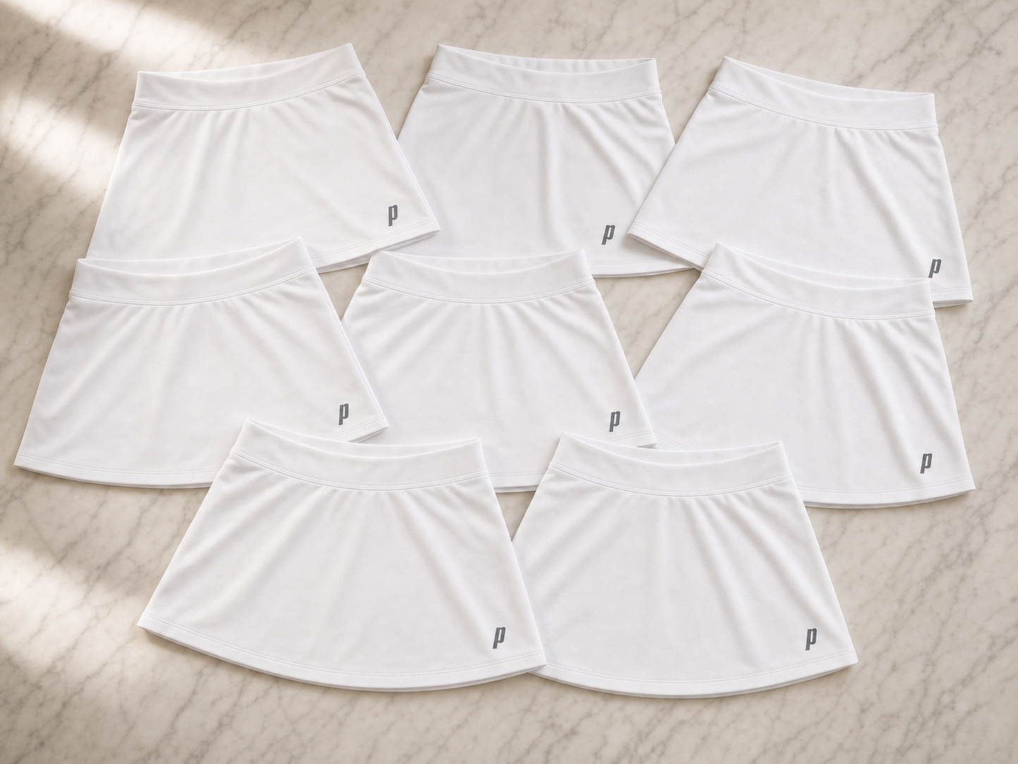 Prince White Tennis Skirts Bundle — 20 NWT identical skirts in mixed sizes