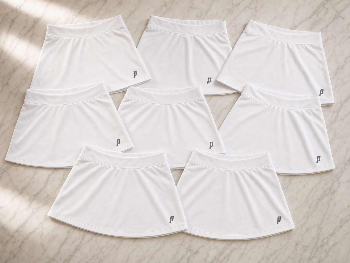 Prince White Tennis Skirts Bundle — 20 NWT identical skirts in mixed sizes