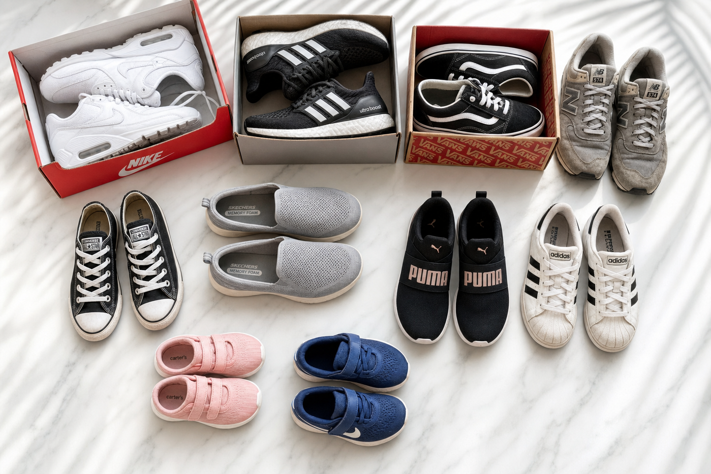 Assorted shoes flat-lay