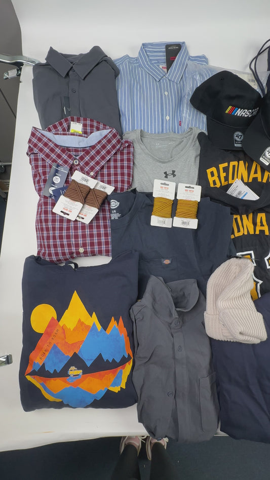 Lot of Approx. 40 mens items - Columbia, Calliville, Sportswear, and More - NWT