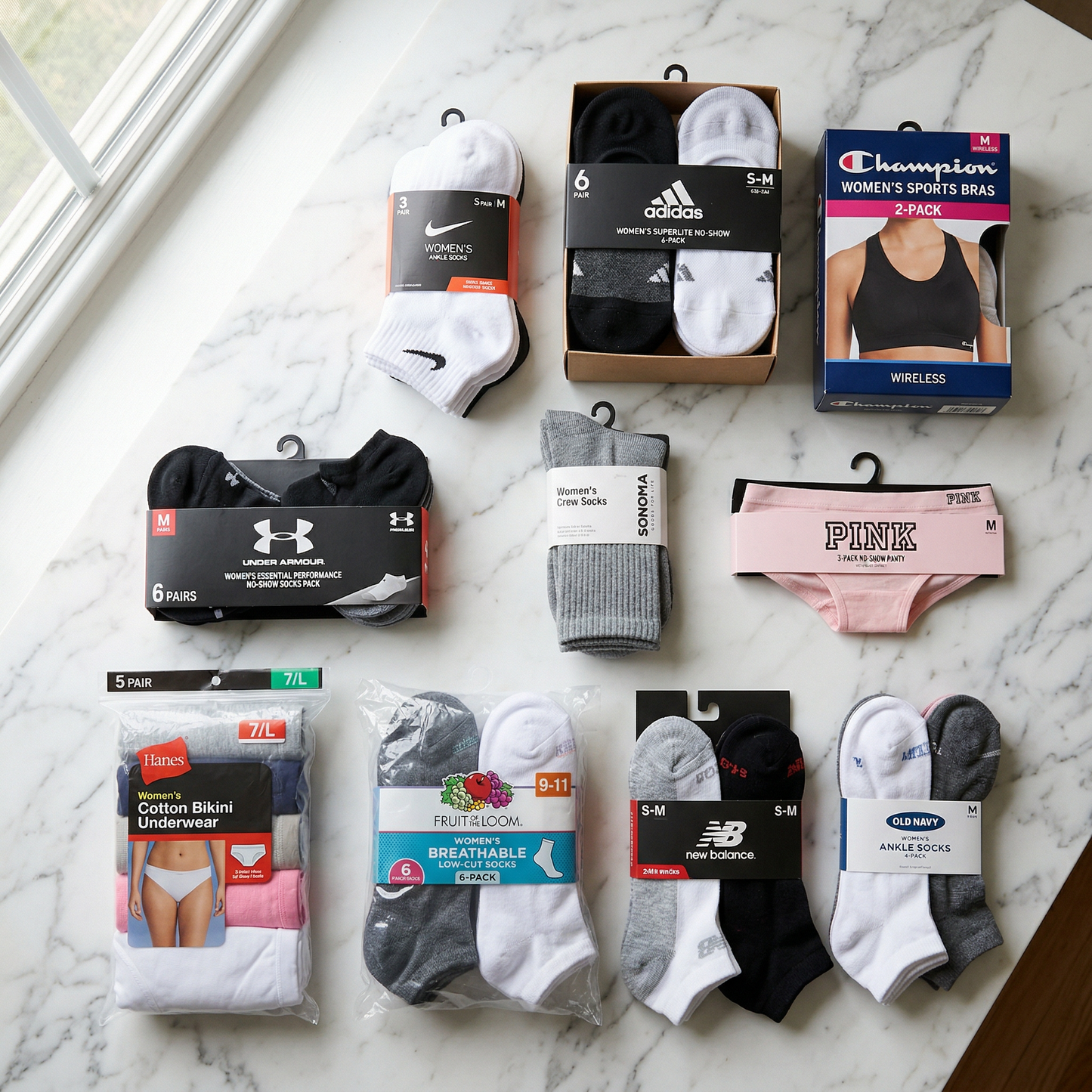Women's Socks, Underwear & Accessories Bundle — 50 Items